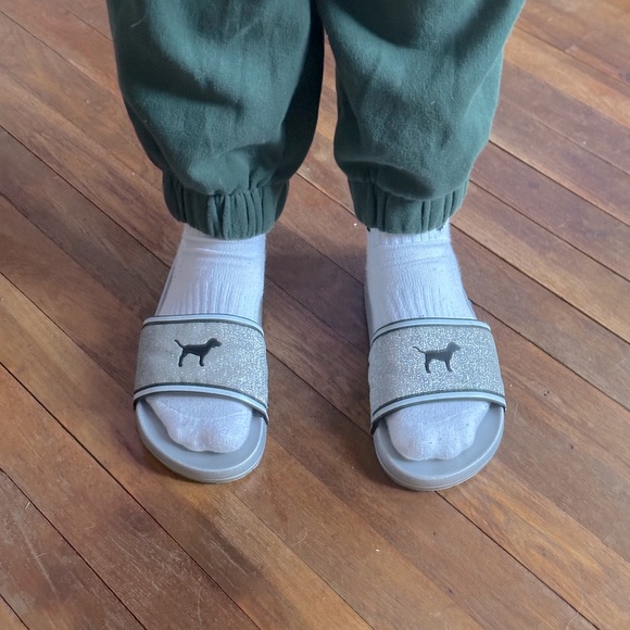 PINK silver glittery slides - Picture 2 of 5